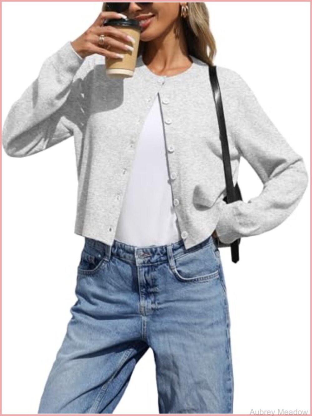 Women's Cropped Knit Cardigan Cotton Lightweight Button Up Sweater
